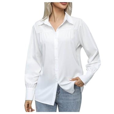 Erwazi Long Sleeve Button Down Shirts for Women Office Work Blouse Casual Slim Fit Dressy Shirt