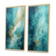 thumbnail image 3 of Designart "Turquoise Calm II" Abstract Landscapes Framed Wall Art Set Of 2 - Teal Landscapes Gallery Wall Frame Set For Home Decor, 3 of 6