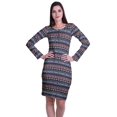 thumbnail image 1 of Moomaya Womens Full Sleeve Printed Midi Length Printed Bodycon Dress, 1 of 6