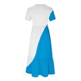 thumbnail image 3 of Besolor Robe d'Été Décontractée pour Femme à Blocs de Couleur, Manches Courtes, Col Ras du Cou, Plissée, Fluide, à Étages, Maxi avec Poches, 3 of 4