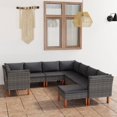 thumbnail image 1 of vidaXL 9 Piece Garden Lounge Set with Cushions Poly Rattan Grey, 1 of 4