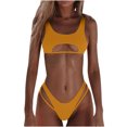 thumbnail image 1 of Birdeem Ensembles de Bikinis pour Femmes, Couleur Unie, Mode Décontractée, à Larges Bretelles, Ajourés, 1 of 8