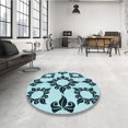 thumbnail image 4 of Ahgly Tapis d'Intérieur Lavable en Machine Carré Transitionnel Bleu Électrique, 5 Pieds Carré, 4 of 7