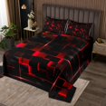 thumbnail image 1 of YST Geometric Neon Square Quilt Set, Stereoscopic Geometry Bedspread Set King Size Red Black Neon Lights Coverlet Set Modern Abstract Grid Bedding Set For Kids Teens Adult Women Bedroom, 1 of 3