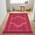 thumbnail image 2 of Casavani Handmade Pink Geometric Cotton Dhurrie Area Rug Hallway, Stair, Kitchen Runner Rug 5x10 feet, 2 of 4