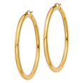 thumbnail image 2 of 14K Yellow Gold Polished 4mm x 60mm Tube Hoop Earrings, 2 of 3