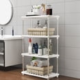 thumbnail image 1 of 4-Tier Plastic Storage Shelves, White, 80x42x22 cm, Waterproof Independent Shelving Unit for Kitchen, Pantry, Bathroom, Laundry, Closet, Compact Floor Rack, 1 of 8
