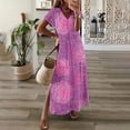 thumbnail image 2 of UPPADA Robe Maxi à Col en V pour Femme, Imprimé Floral, Robe d'Été Décontractée à Manches Courtes, Style Bohème, Robe de Plage avec Fente Latérale, Robe de Cocktail pour Fête, Robes d'Été pour Femme Rouge, TTTTG, 2 of 3
