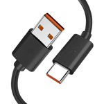 Riwcyla Type-c data cable 5A super fast charging cable suitable for Android mobile phone charging cable 1.5 m 5A TYPE-C (Black)