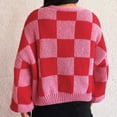 thumbnail image 4 of Womens Cardigan Sweaters V Neck Plaid Short Sleeve Casual, 4 of 8
