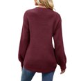 thumbnail image 3 of Bellella Tricot pour Femmes Couleur Unie Col Rond Chandail de Travail Bordeaux TG, 3 of 3