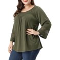thumbnail image 4 of GRACE & GRANDEUR Hauts Décontractés Unis à Manches Raglan pour Femmes Grande Taille Vert 3X, 4 of 7