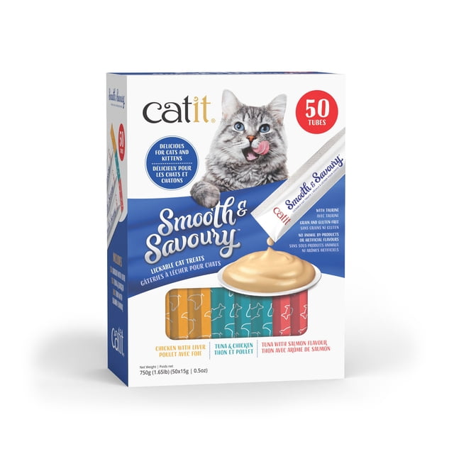 Catit Smooth & Savoury Lickable Cat Treats, Assorted Flavours, 50 pack
