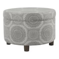 thumbnail image 1 of HomePop Ottomane de Rangement Ronde Transitionnelle en Bois et Tissu, Médaillon Gris, 1 of 8