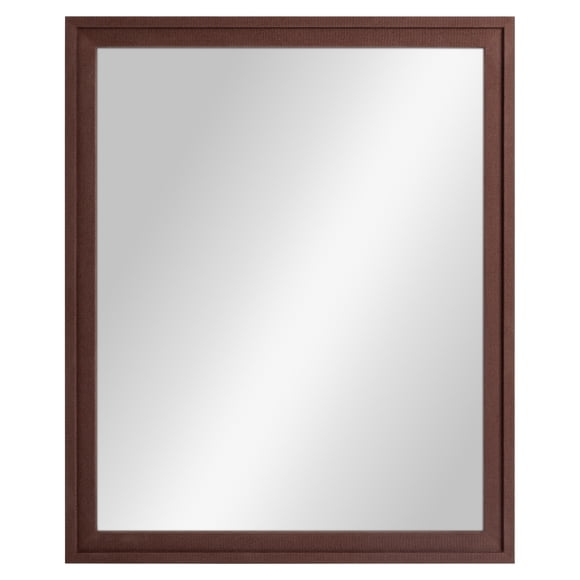 Mainstays Linen Wrap Wall Mirror with Frame, Brown Finish, 23x28in, Has Frame, Contemporary, Boho
