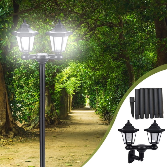 RXIRUCGD Solar Lamp Post Lights, Waterproof Vintage LED Solar Outdoor Lamp,Two-Head Solar Garden Light for Lawn, Pathway