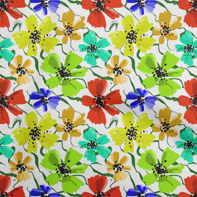 oneOone Georgette Viscose Light Green Fabric Floral Sewing Material Print Fabric By The Yard 42 Inch Wide