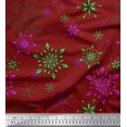 thumbnail image 1 of Soimoi Red Poly Georgette Fabric Snow Flakes Floral Print Fabric by the Yard 42 Inch Wide, 1 of 1