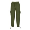thumbnail image 3 of XZNGL Casual Pants for Men, Cotton Linen Blend Drawstring Elastic Waist Multi Pocket Cargo Style, Low Rise, Straight Leg, Breathable Summer Winter Wear, 3 of 6