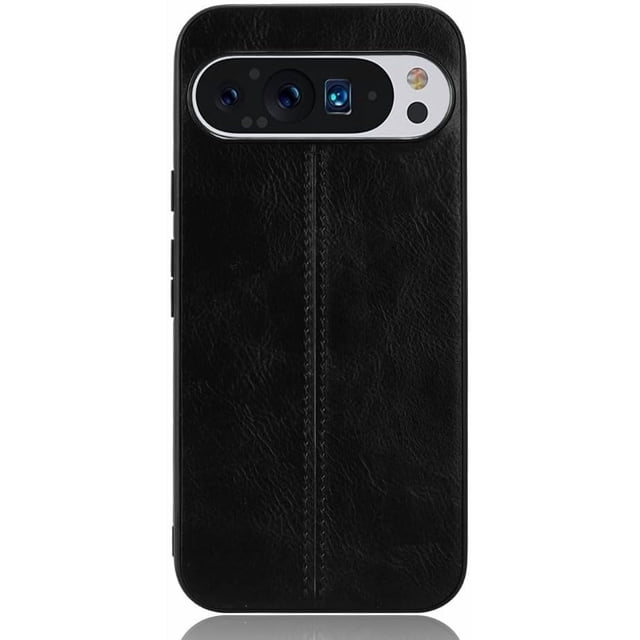 KOMI Phone Case for Google Pixel 9 Pro XL, Case for Google Pixel 9 Pro XL Cow-Like PU Leather Style Protector Cover, Non-Slip Shockproof Cover for Google Pixel 9 Pro XL Case Black