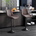 thumbnail image 1 of Hawsaiy Adjustable Bar Stools Set of 2, Swivel Counter Height Bar Chairs with Back, Modern Technical Fabric Barstools for Kitchen Island & Home, Brown, 1 of 11
