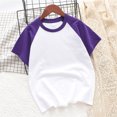 thumbnail image 2 of MeetoTime T-shirt à Manches Courtes en Coton pour Enfants, Patchwork, Couleur Unie, Col Rond, Confortable, pour Tout-Petits Garçons Filles, 2 of 3