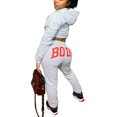 thumbnail image 3 of SUNSIOM 2 Pcs Femmes Tenue Lettre, Manches Longues à Capuche Crop Top Pantalon Long, 3 of 5