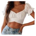 thumbnail image 1 of B91xZ Hauts pour Femmes Grande Taille T-Shirt en Coton à Manches Courtes Léger Col Rond, Coupe Moderne, Blanc TG, 1 of 5