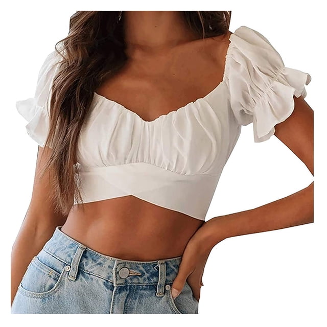B91xZ Hauts pour Femmes Grande Taille T-Shirt en Coton à Manches Courtes Léger Col Rond, Coupe Moderne, Blanc TG