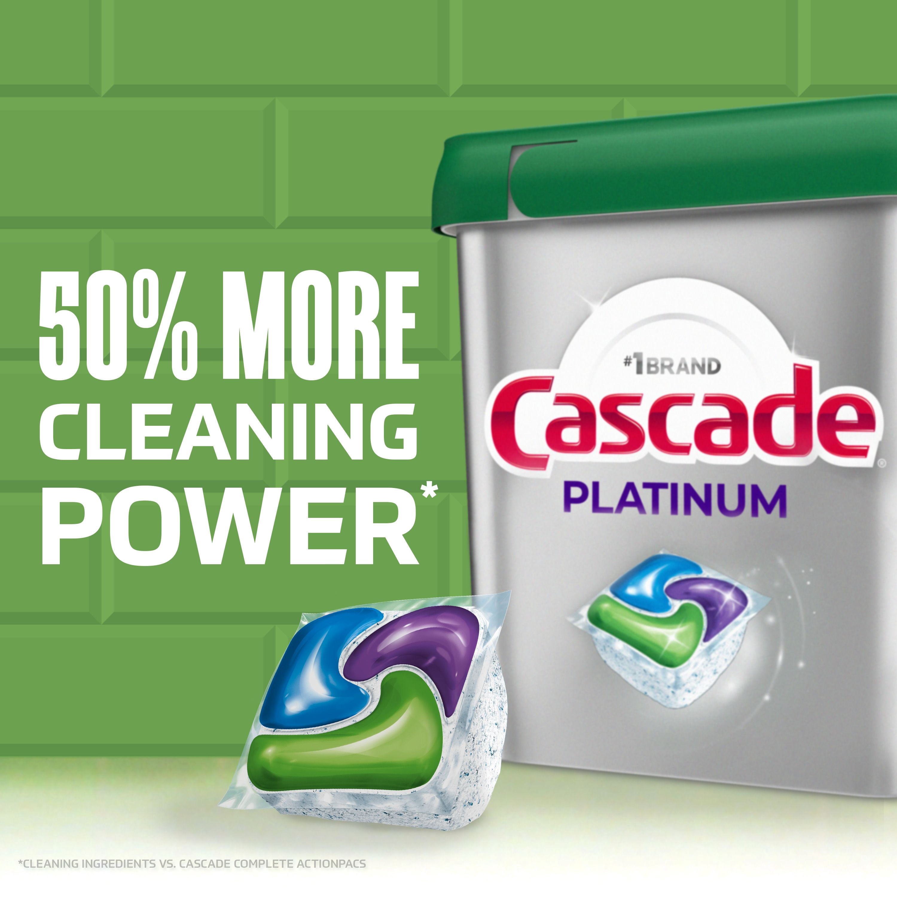 Cascade Platinum Pastilles pour Lave-Vaisselle, Détergent pour Lave-Vaisselle, Savon Détergent pour Vaisselle, Frais 13CT