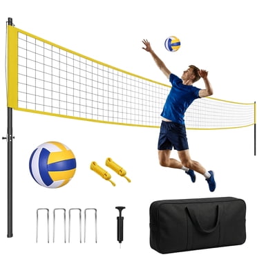 Soozier Portable Volleyball Net Set with Adjustable Height Steel Poles