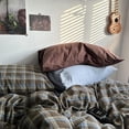 thumbnail image 4 of JOLUSERE Blue Brown Plaid Duvet Cover Full Set, 3-Piece Vintage Grid Checkered Pattern Soft Comforter Cover, 4 of 10