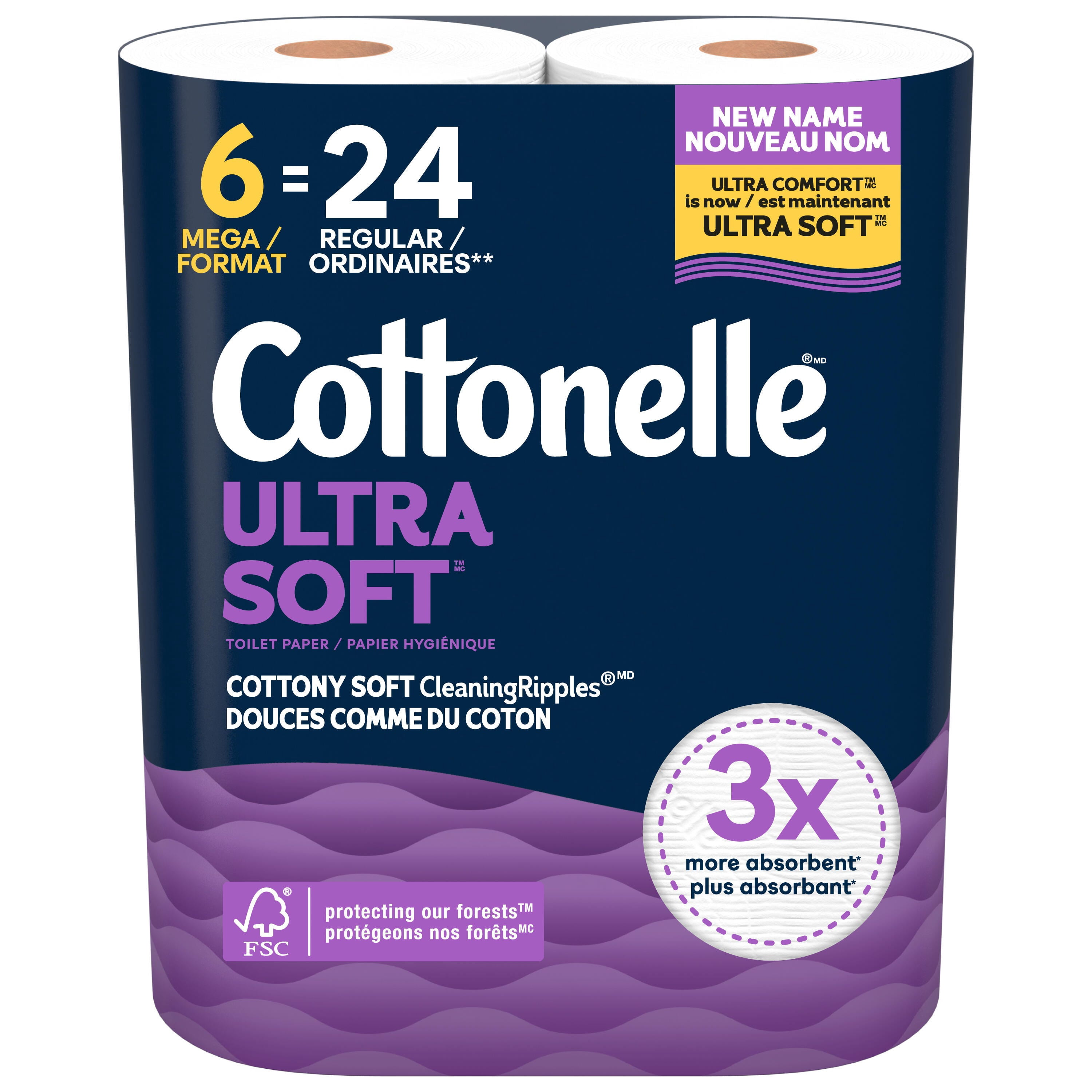 Cottonelle Ultra Soft Toilet Paper, Strong Toilet Tissue, 6 Mega Rolls