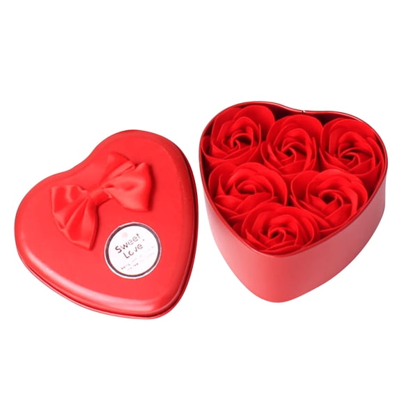 EGNMCR Fausses Fleurs, Fleurs Artificielles 6 Roses Boîte en Fer-Blanc de Fleurs en Savon Cadeau Créatif de la Saint-Valentin un Savon