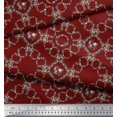 thumbnail image 2 of Soimoi Red Rayon Fabric Floral Wreath Geometric Printed Fabric 1 Yard 58 Inch Wide, 2 of 5