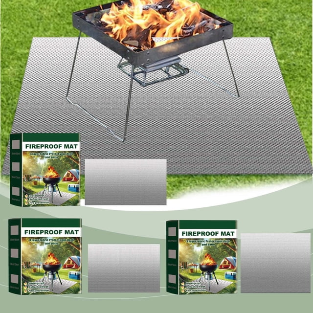 Bowayaoa Portable BBQ Fire Mat, Heat Resistant Outdoor Grill Mat, Protective Fireproof Under Grill Mat for Camping, Non-Slip Fire Retardant Mat for Stove