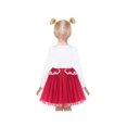 thumbnail image 4 of Robe Fille T-Shirt Rouge Blanc Papillon Floral Pailleté Lolita Bordure en Dentelle Fête 7 Ans, 4 of 6