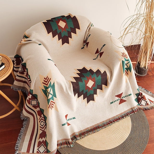 Dvkptbk Sofa Towels Super Soft Sofa Towel Boho Style Blanket Tablecloth Breathable Recliner Sofa Cover Sofa Cover Light Geometric Pattern Bedding