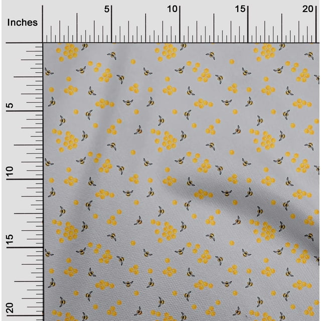oneOone Silk Tabby Fabric Honeycomb & Honey Bee Insect Print Sewing Fabric BTY 42 Inch Wide