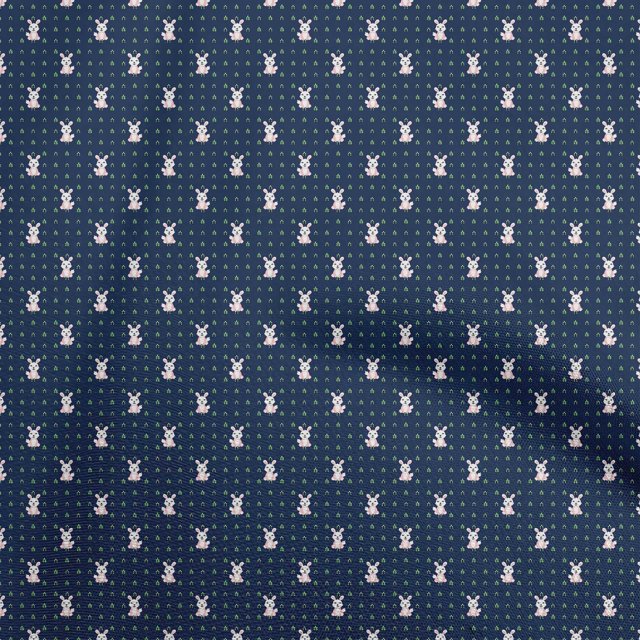 oneOone Cotton Jersey Navy Blue Fabric Rabbit Fabric For Sewing Printed Craft Fabric By The Yard 58 Inch Wide
