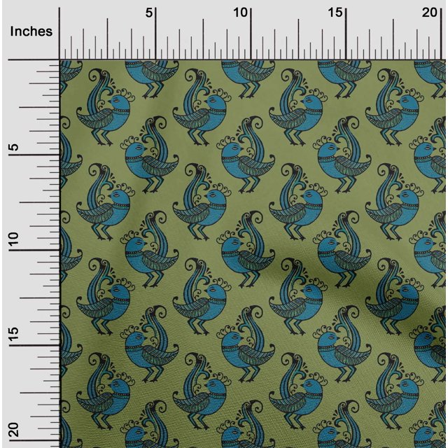 oneOone Cotton Flex Light Green Fabric Bird Block Sewing Craft Projects Fabric Prints By Yard 40 Inch Wide