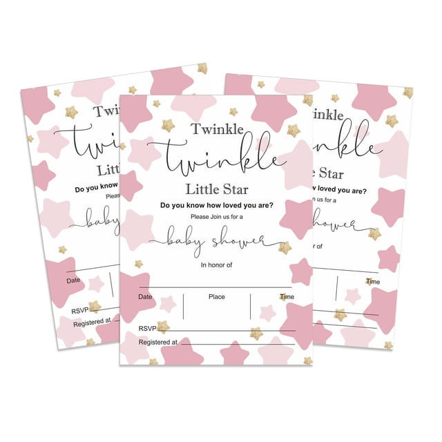 Inkdotpot 30 Fill In StyleBaby Shower Invitation Cards Gender Reveal Twinkle Twinkle Little Star Blank Invites