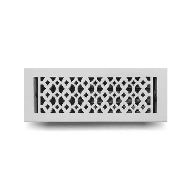 Cast Iron Floor Vent Register 4″ x 14″ – Heavy-Duty Tudor Mushroom Design, Handcrafted Rust-Free Air Vent Cover with Adjustable Damper, Powder Coated Repaintable for Floors & Walls