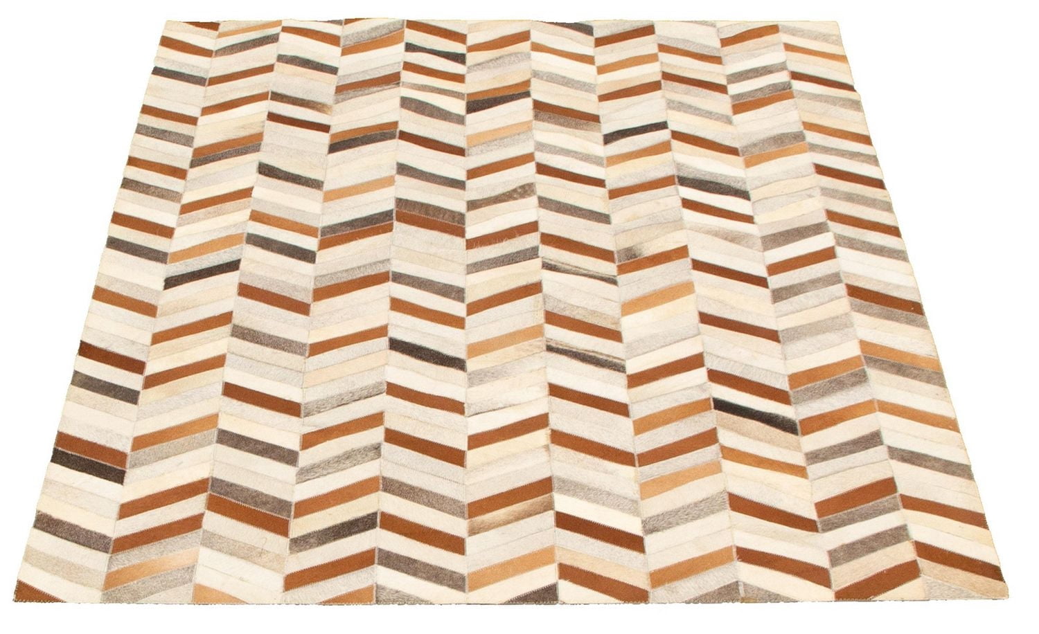 ECARPETGALLERY 4'8" x 6'7" Contemporary Cowhide Patchwork Handmade Area Rug for Living Room, Dining Room and Bedroom Brown