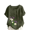 thumbnail image 1 of Cameland Hauts pour Femmes Col Rond Manches Courtes Imprimé Floral Chemise Ample, 1 of 5