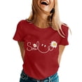 thumbnail image 1 of JIRNDf T-Shirts pour Femmes Hauts d'Été Tendance Manches Courtes Col Rond Doux Mignons T-Shirts Graphiques pour Femmes Chemises Rouge G, 1 of 5