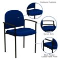thumbnail image 2 of Comfort Navy Fabric Stackable Steel Side Reception Chair with Arms, 2 of 9