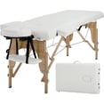 thumbnail image 1 of BestMassage 73-Inch Portable Massage Table, 2-Fold Adjustable Massage Bed with Face Cradle & Carry Case, Cream, 1 of 7