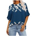 thumbnail image 1 of Pisexur Hauts d'Été pour Femmes Mode Décontractée Manches Courtes Col Rond T-Shirts Confortables Amples Surdimensionnés Imprimé Floral Blouses Hauts Mode T-Shirts Imprimés Graphiques Grande Taille Tops de Sortie S-5TG, 1 of 7