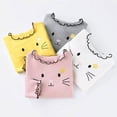 thumbnail image 4 of T-shirts Graphiques pour Filles Manches Longues à Volants en Coton Imprimé Chat Gris pour Sortir Automne pour 7-8 Ans, 4 of 4